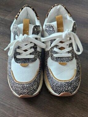 Madewell Kickoff Trainer Sneakers Leather Spot Calf Hair Olive Grove W8.5 M7